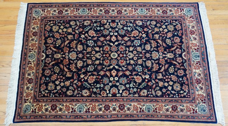 Superb Quality Chinese Hand Knotted Wool Blue Floral Oriental Rug 4' x 6'2"