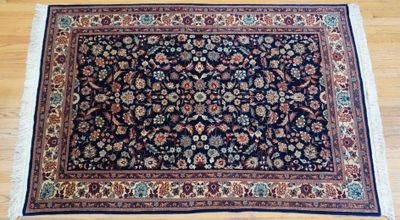 Superb Quality Chinese Hand Knotted Wool Blue Floral Oriental Rug 4' x 6'2 Superb Quality Chinese Hand Knotted Wool Blue Floral Oriental Rug 4' x 6'2"