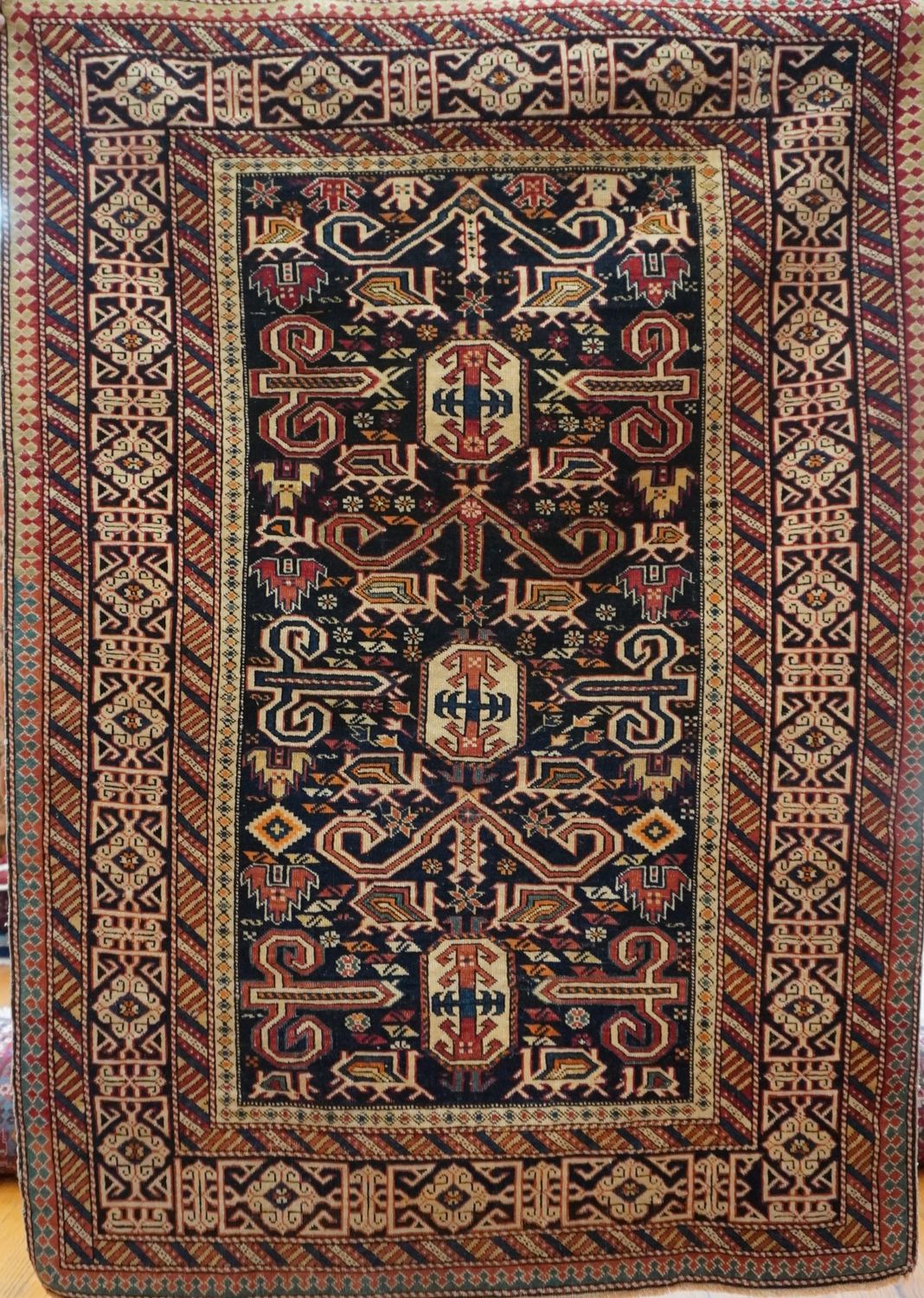 Exquisite Antique Caucasian Perepedil Kuba Hand Knotted Wool Rug Outstanding 3'4" x 4'7"