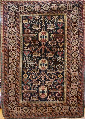 Exquisite Antique Caucasian Perepedil Kuba Hand Knotted Wool Rug Outstanding 3'4" x 4'7"