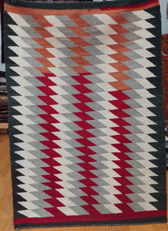 Antique Native American Navajo Hand Woven Wool South West Vintage Rug 2'7" x 3'8"