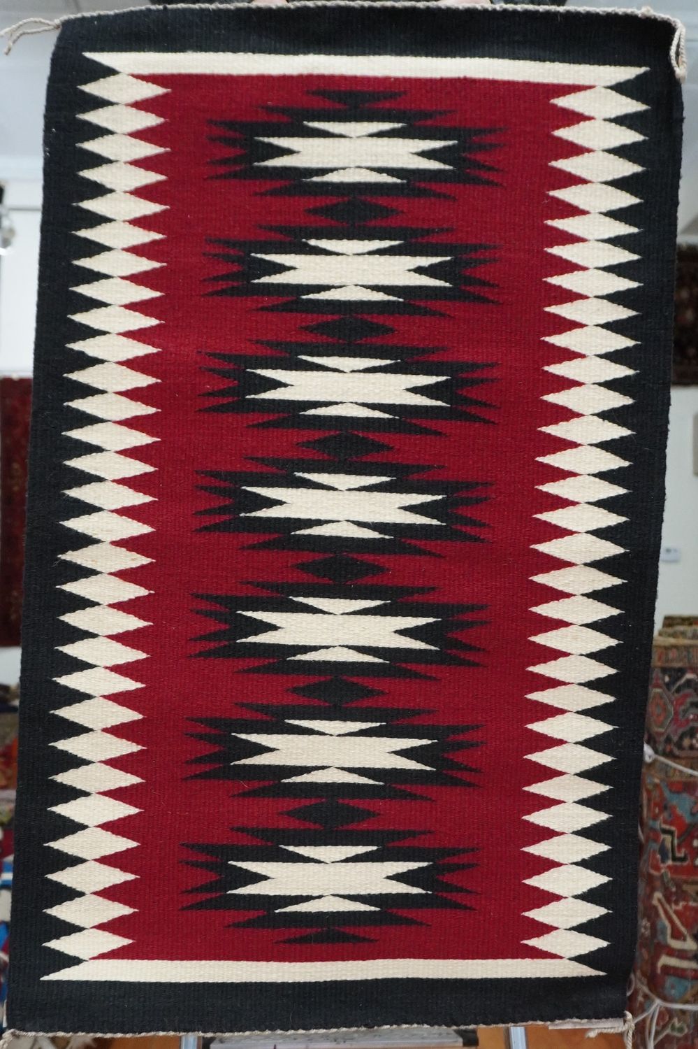 Native American Navajo South West Vintage Hand Woven Wool Rug  1'7" x 2'7"
