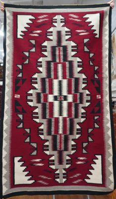 Vintage Navajo Wool Hand Woven South West Large Rug 4'3" x 7'2"