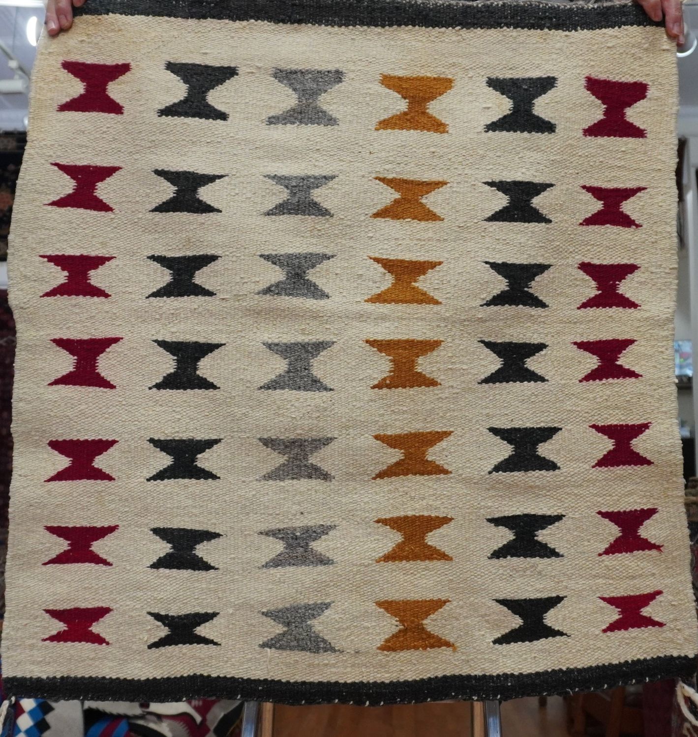 Antique American Navajo Hand Woven Wool South West Vintage Rug 2'7" x 2'9"
