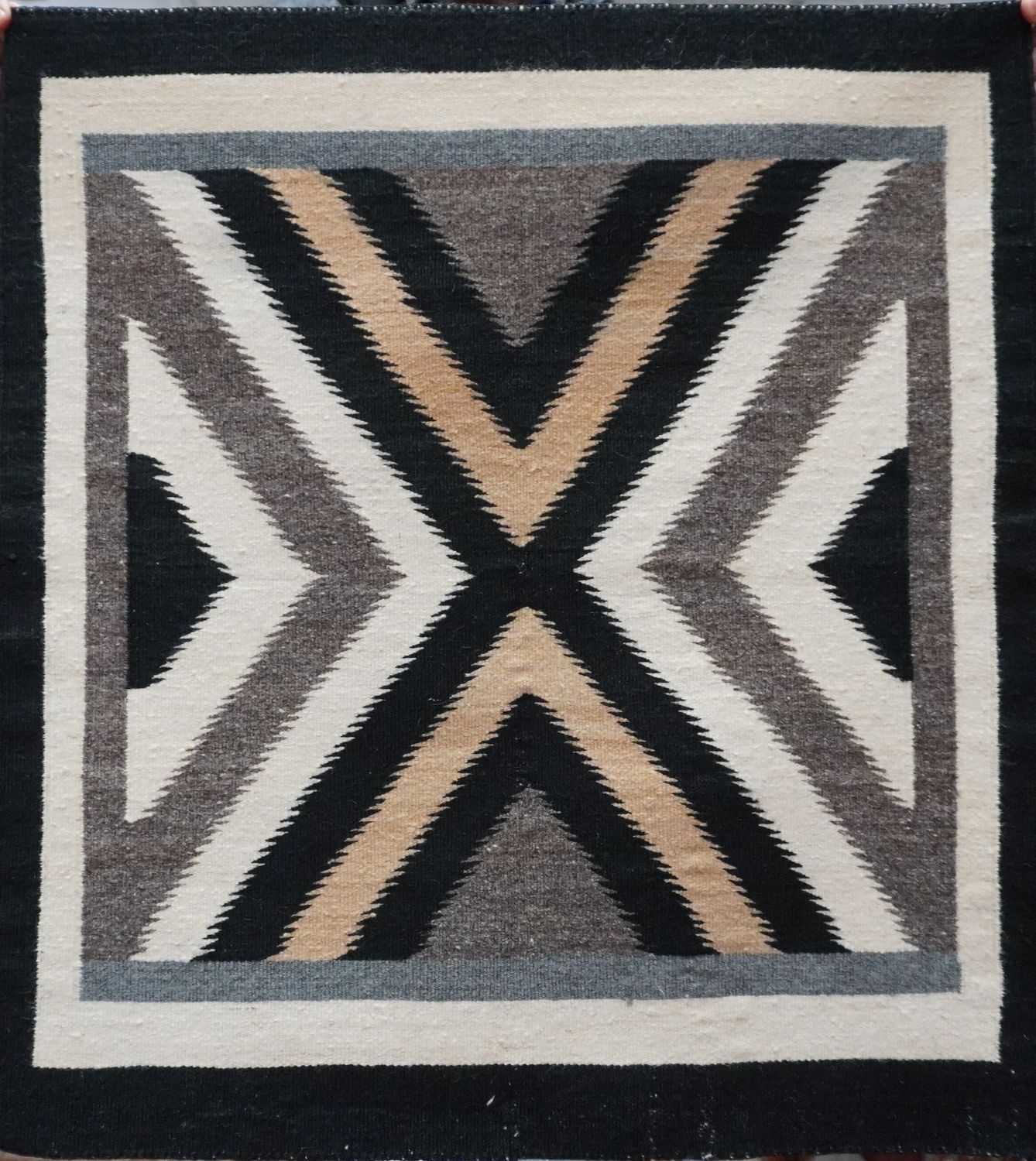 Antique American Navajo X Design Handmade South West Wool Rug  2'1" x 2'3"