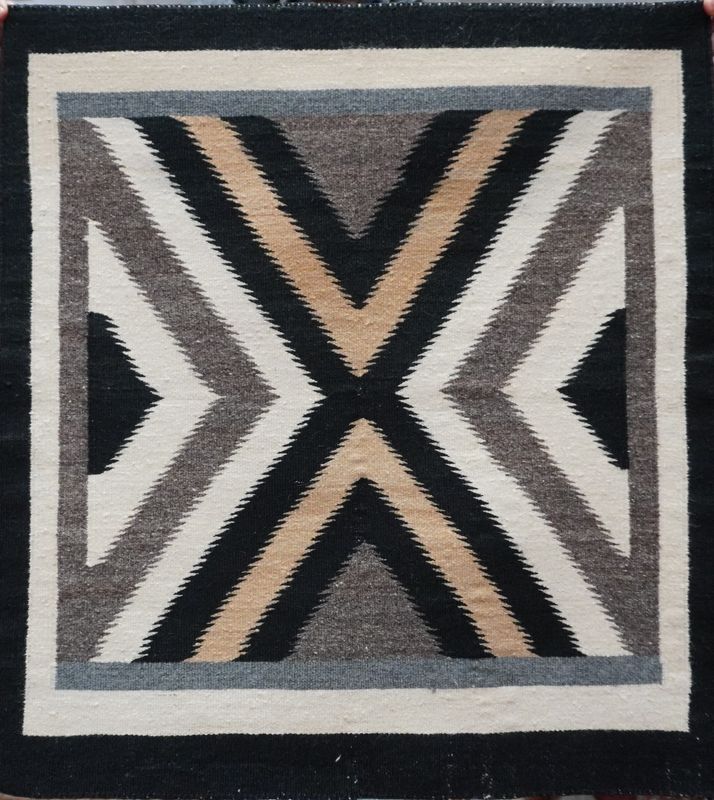 Antique American Navajo X Design Handmade South West Wool Rug  2'1" x 2'3"