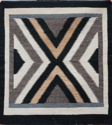 Antique American Navajo X Design Handmade South West Wool Rug  2'1" x 2'3"