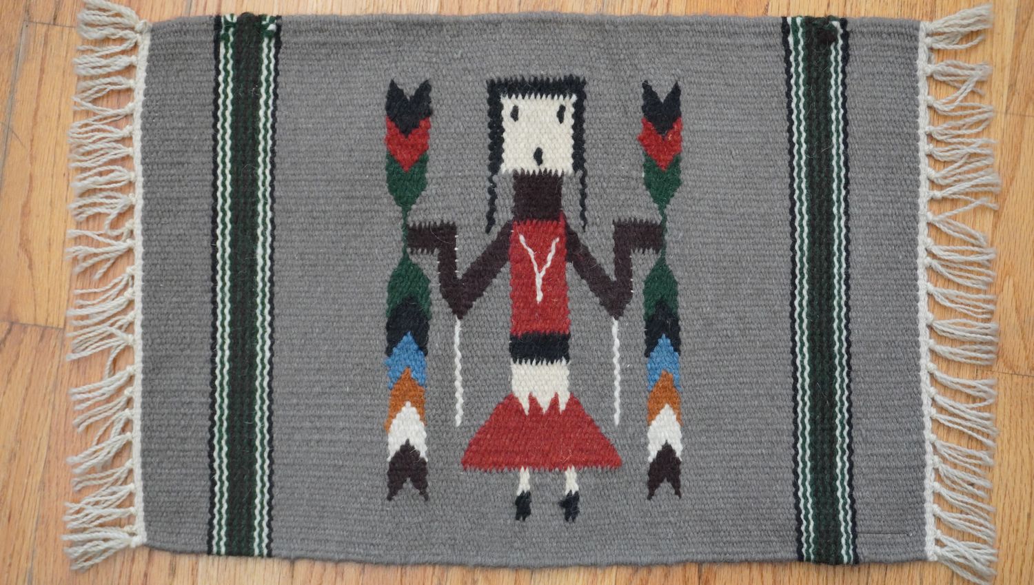 Navajo Yei Hand Woven 100% Wool Made in India Rug 1'3" x 1'8