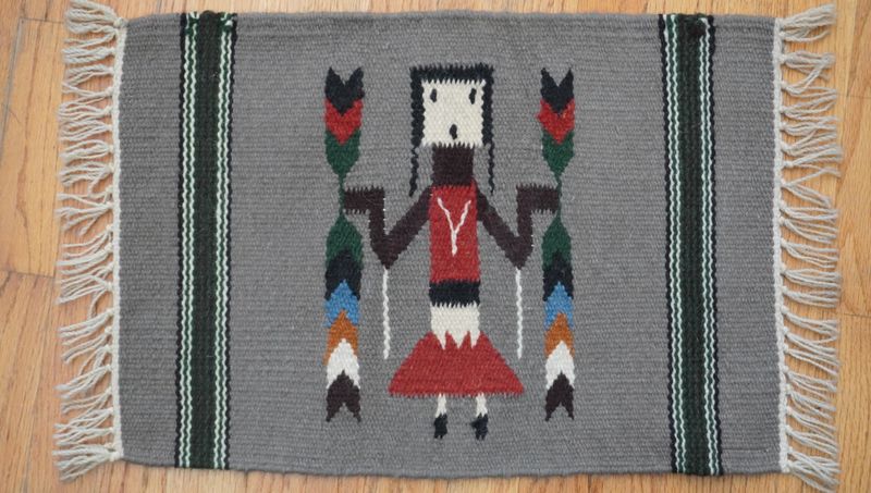 Navajo Yei Hand Woven 100% Wool Made in India Rug 1'3" x 1'8