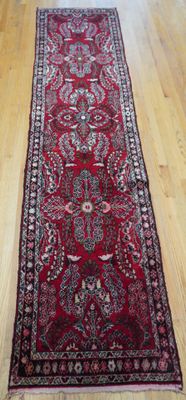 Antique Persian Runner 2'6" x 11'  Hamadan Lilihan Hand Knotted Wool Floral Red Hallway Oriental Rug