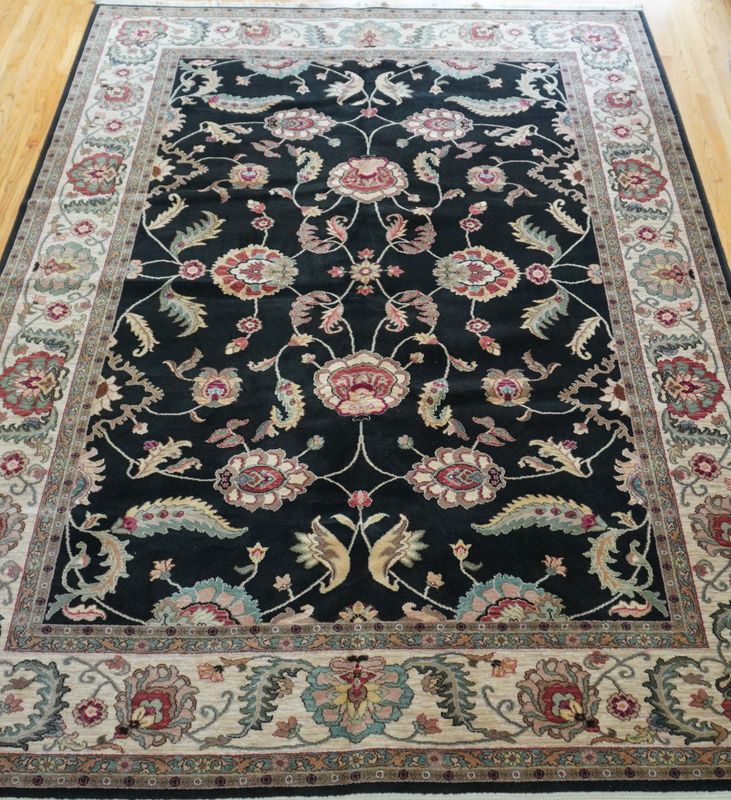 Authentic Karastan 8'8"x 12' Agra Black # 549-15006 Wool American Rug Excellent
