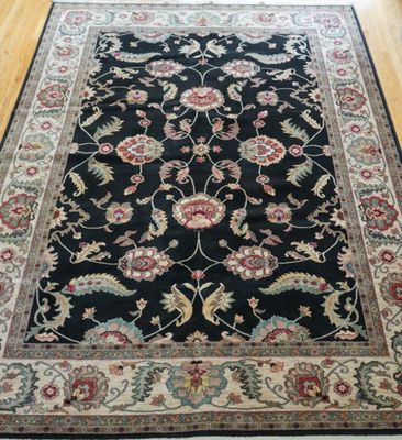 Authentic Karastan 8'8"x 12' Agra Black # 549-15006 Wool American Rug Excellent