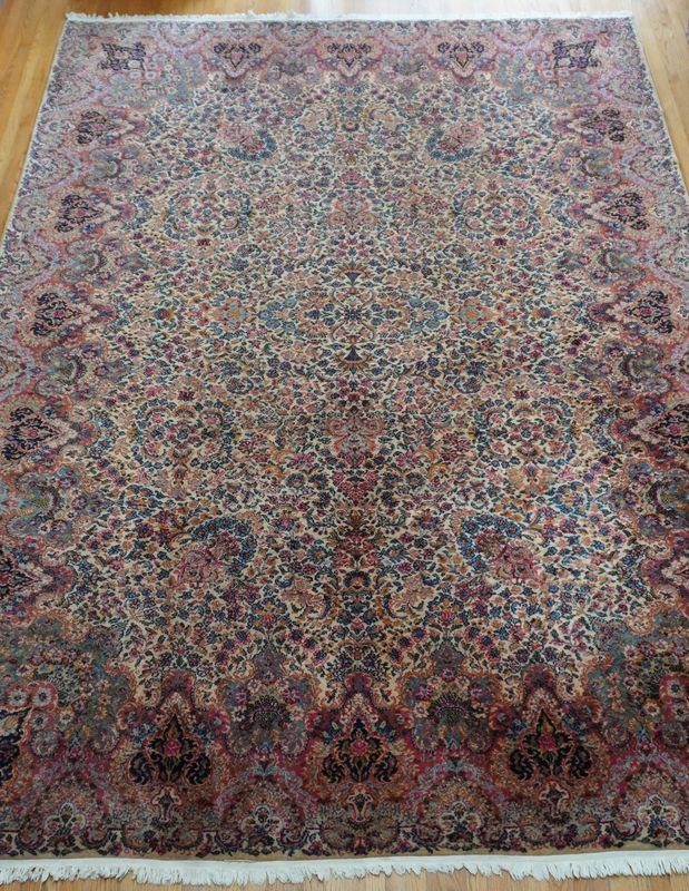 Authentic Original Karastan# 742 Floral Kirman 10'x14' Woo American Rug Vintage