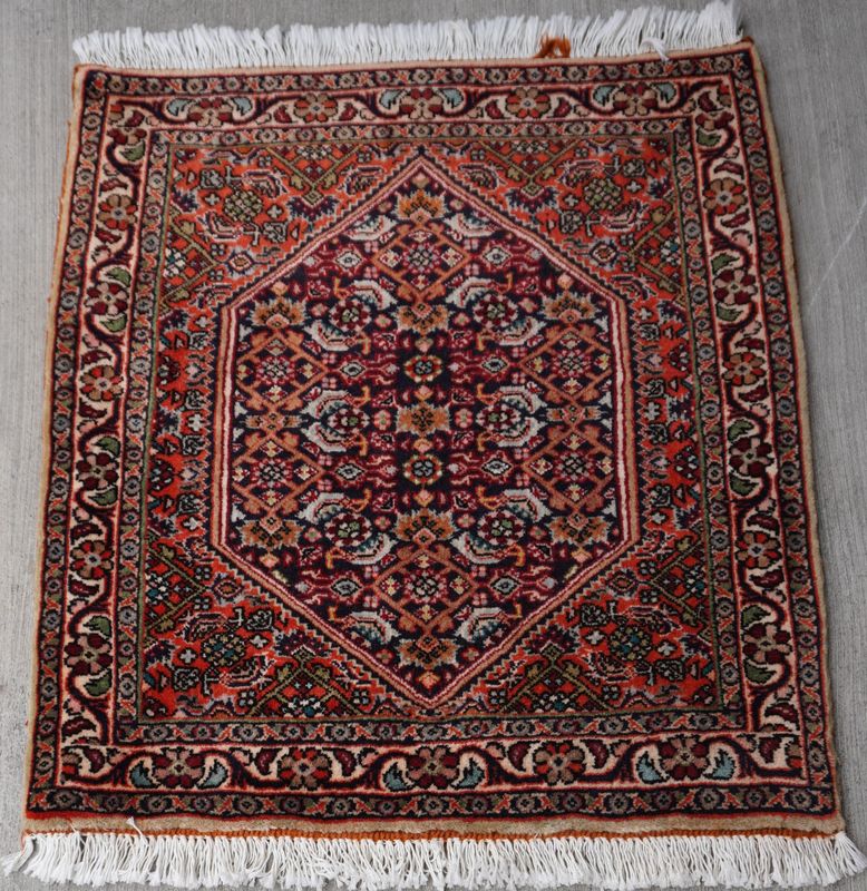 Fine Persian Bijar 1'9" x 2'  Hand Knotted Wool Herati/Fish Oriental Rug