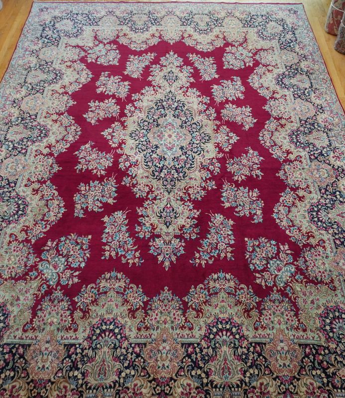 10' x 15' Antique Persian Kerman Hand Knotted Wool Floral Oriental Rug