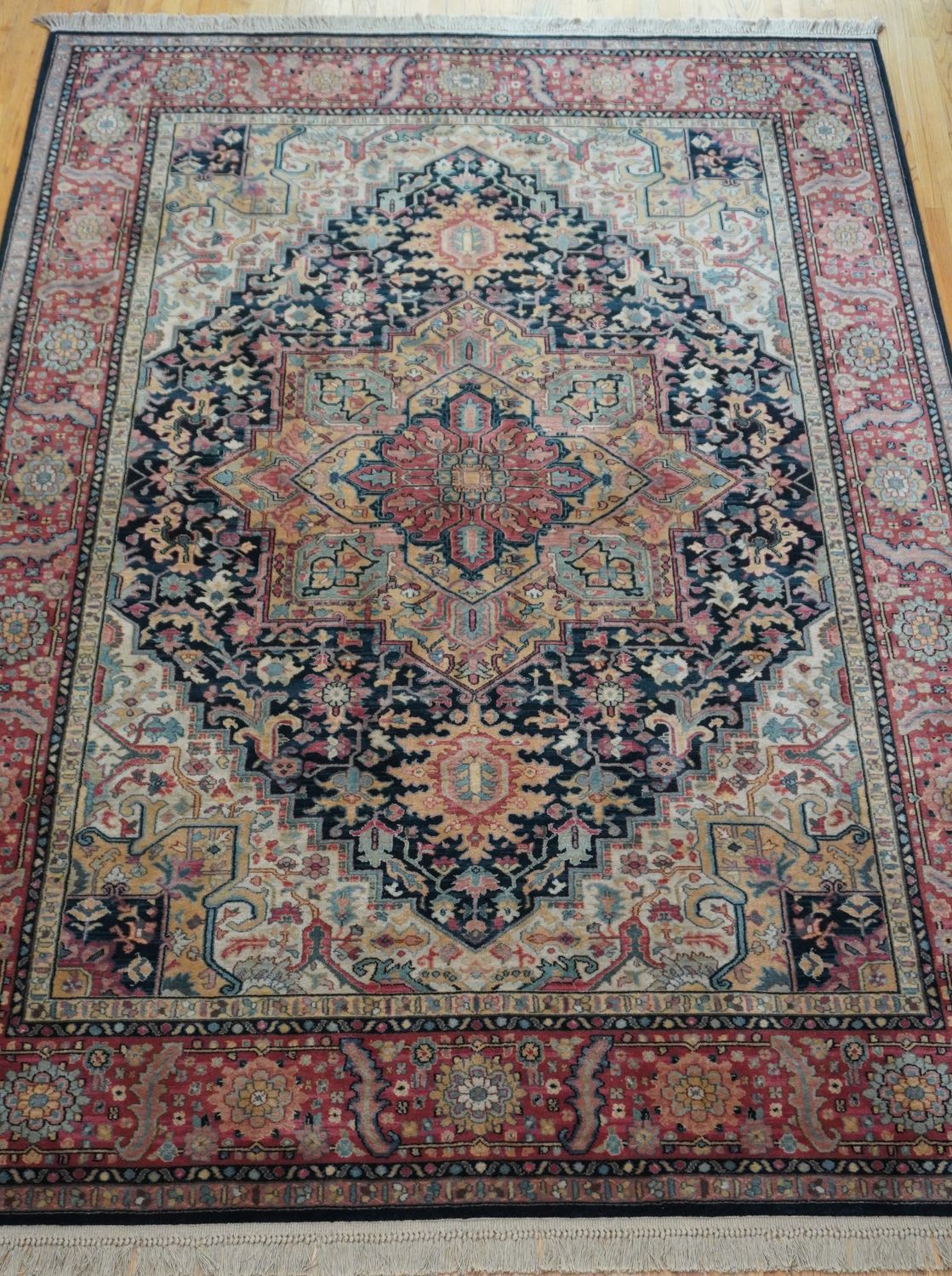 MINT ORIGINAL KARASTAN 8'8" x 12' NAVY HERIZ #700-701 WOOL AMERICAN RUG