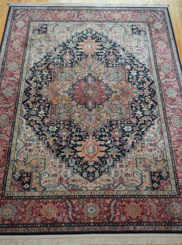 MINT ORIGINAL KARASTAN 8'8" x 12' NAVY HERIZ #700-701 WOOL AMERICAN RUG