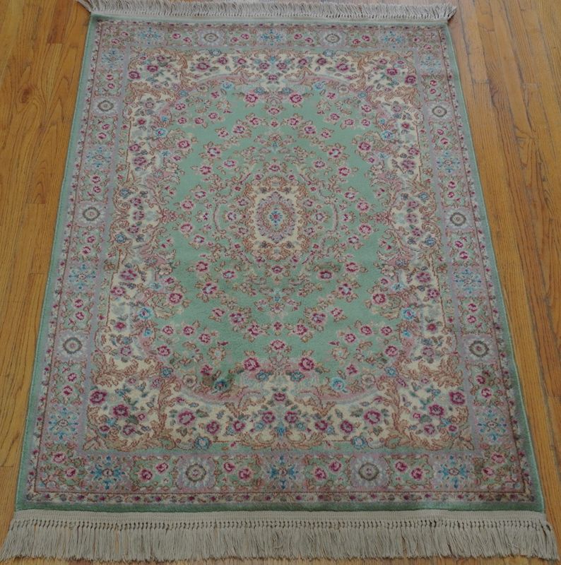 Authentic Karastan 4'3" x 6' Green Medallion Kirman # 700-712  Wool Rug