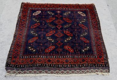 21" x 20" inch Antique Persian Blue Baluch Bag-Face Hand Knotted Wool Tribal