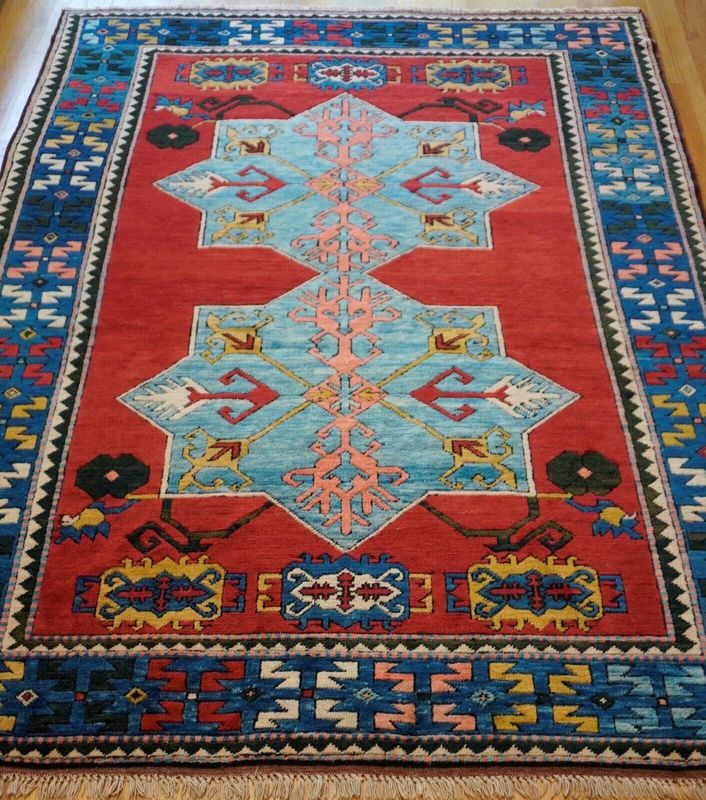 Antique Turkish Caucasian Kazak  7'8" x 11'  Hand Knotted Wool Oriental Rug