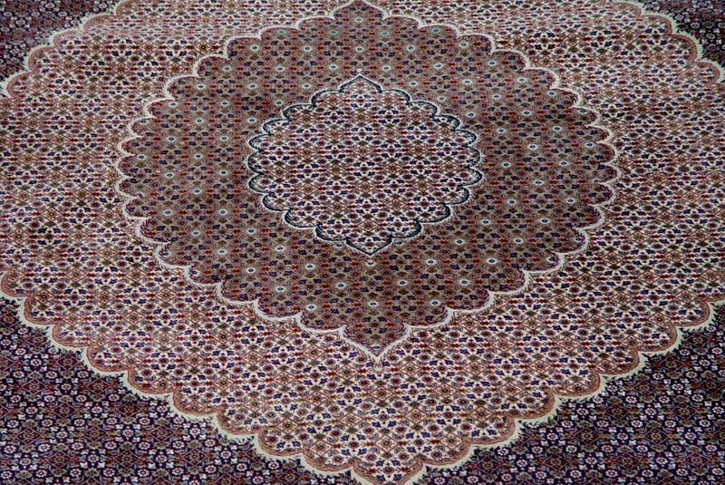 Marvelous Persian Tabriz Mahi/Herati Silk & Wool Hand Knotted Navy Blue Large Oriental Rug 11'5" x 16'