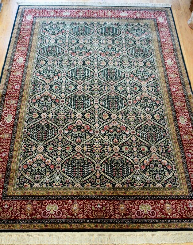 8'8"x12' ORIGINAL KARASTAN 700-705 NAVY PANEL KIRMAN AMERICAN WOOL RUG EXCELLENT