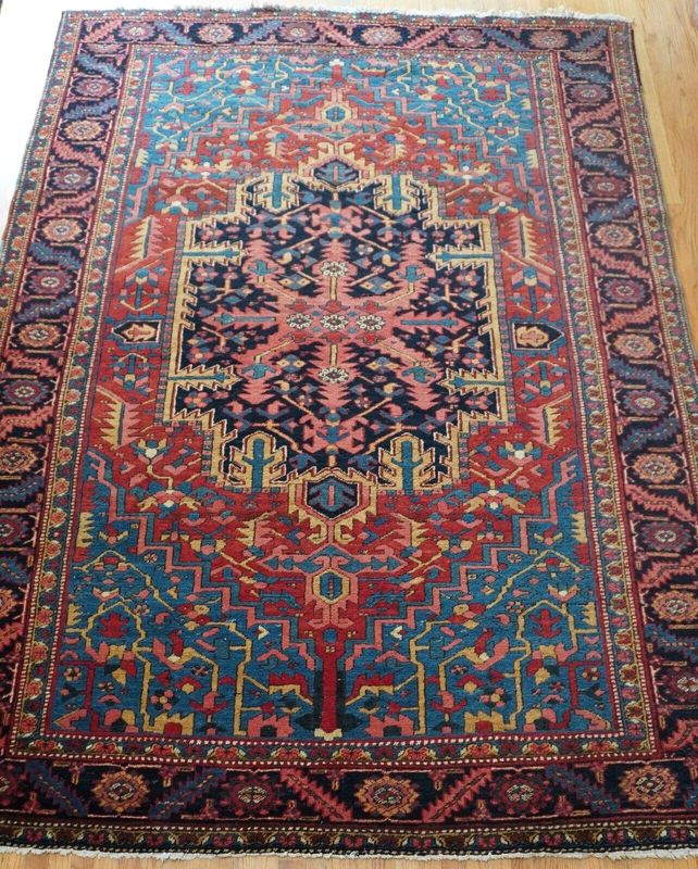 7'9" x 11'3" Antique 1900s N.W. Persian Heriz Serapi Hand Knotted Wool Rug