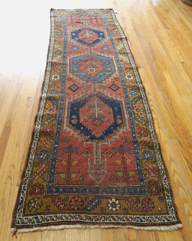3' x 9'5" Antique Persian Karaja Heriz Hand Knotted Wool Runner Rug