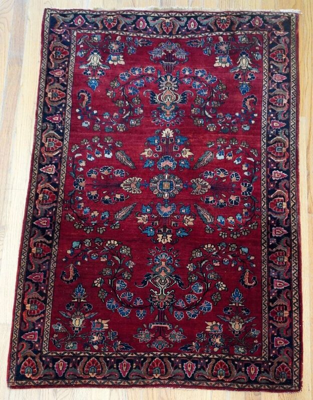 3' 3" x 5" Antique Persian Mohajiran Sarouk Hand Knotted Wool Rug