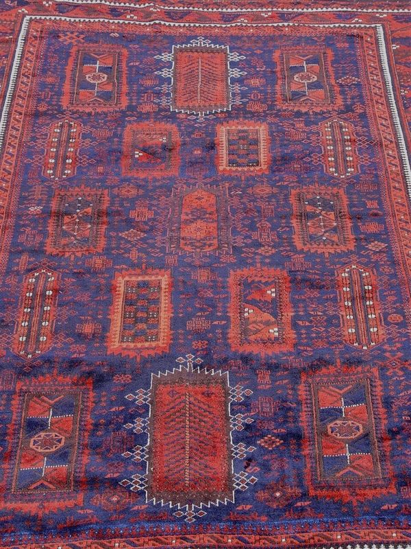 5'10" x 9'2" Antique Persian Baluch Yaqub Khani Main Carpet Hand knotted Wool Blue Large Rare Rug