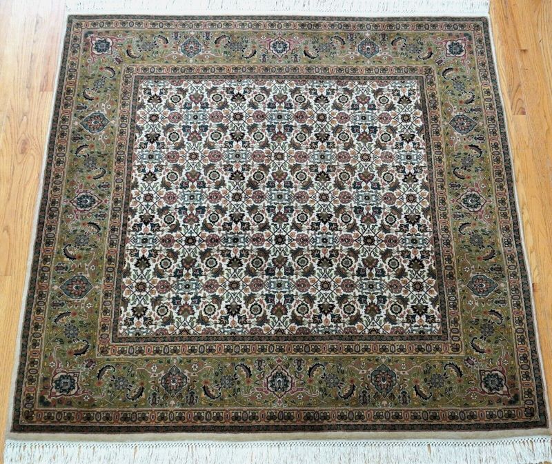 6' x 6' Square Indo-Tabriz Mahi/Fish Design Hand knotted Indian Rug