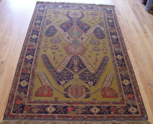 SOUMAK PERSIAN KILIM 4'4 SOUMAK PERSIAN KILIM 4'4" x 7' 100% WOOL HAND WOVEN DRAGON DESIGN RUG
