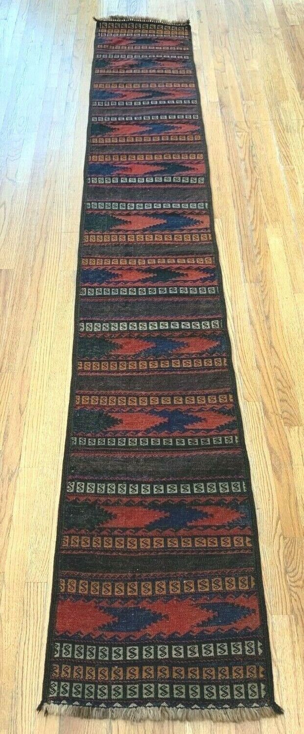 New Afghan Kilim Soumac Runner 2' x 11' Handwoven 100% Wool Tribal Oriental Rug New Afghan Kilim Soumac Runner 2' x 11' Handwoven 100% Wool Tribal Oriental Rug