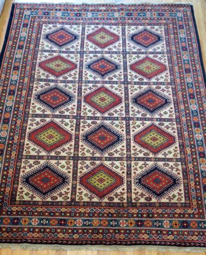 9' x 12' YALLAMEHH  HAND KNOTTED WOOL VINTAGE INDIAN  RUG