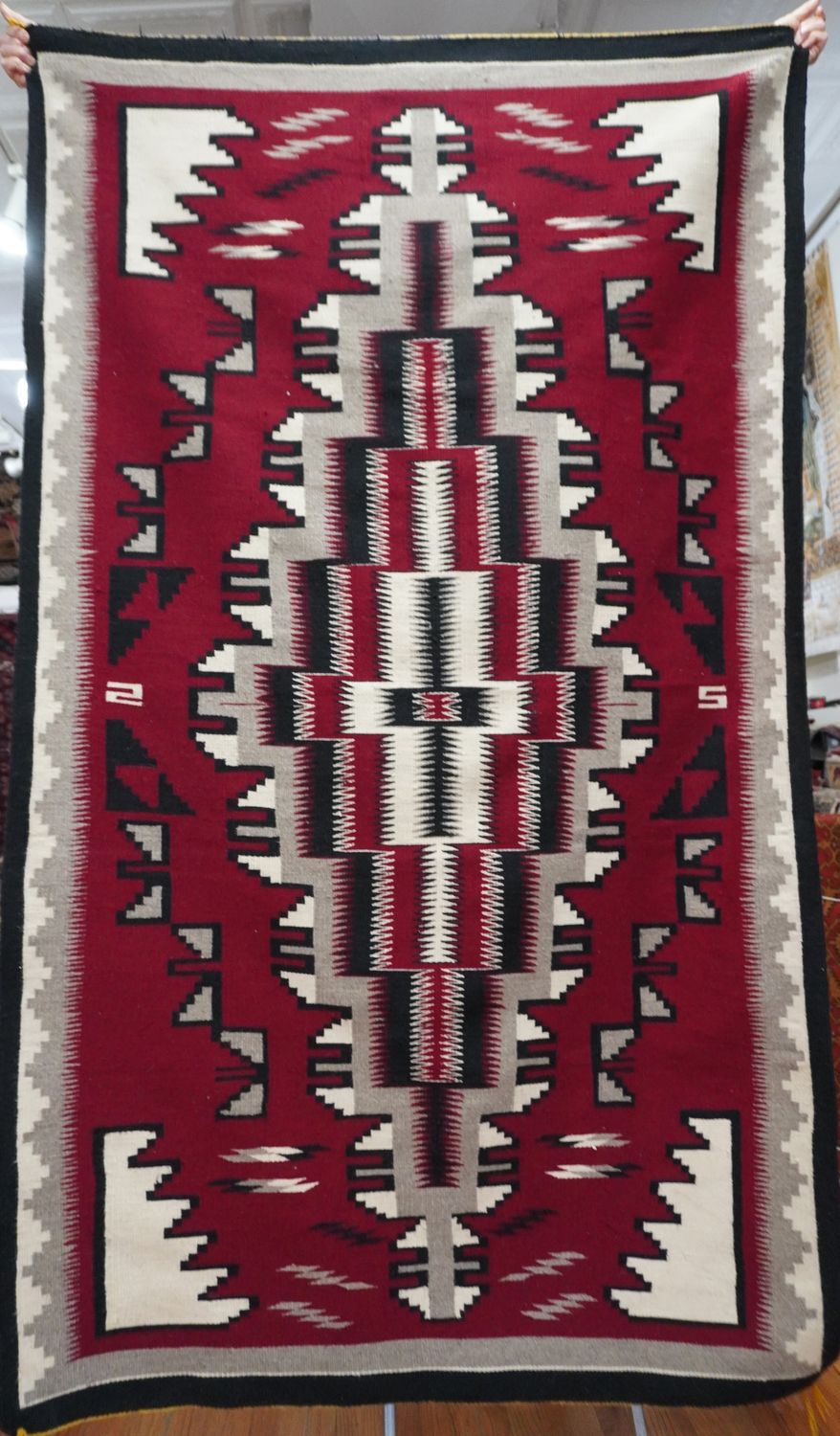 Vintage Navajo Wool Hand Woven South West Large Rug 4'3 Vintage Navajo Wool Hand Woven South West Large Rug 4'3" x 7'2"