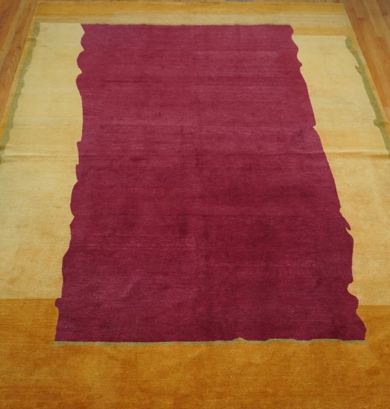 Hand Knotted Wool Rug in Red & Gold By Odegard Rare Oriental Tibetan Rug 9'x12'