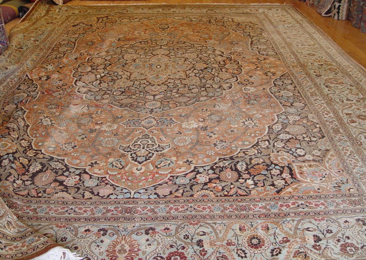 Antique Persian Tabriz Haj Jalili Hand Knotted Wool Large Rug 13' x 17'
