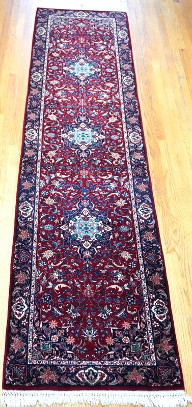 Chinese Runner Hand Knotted Wool Tabriz Design Oriental Rug 2'6" x 10'8"