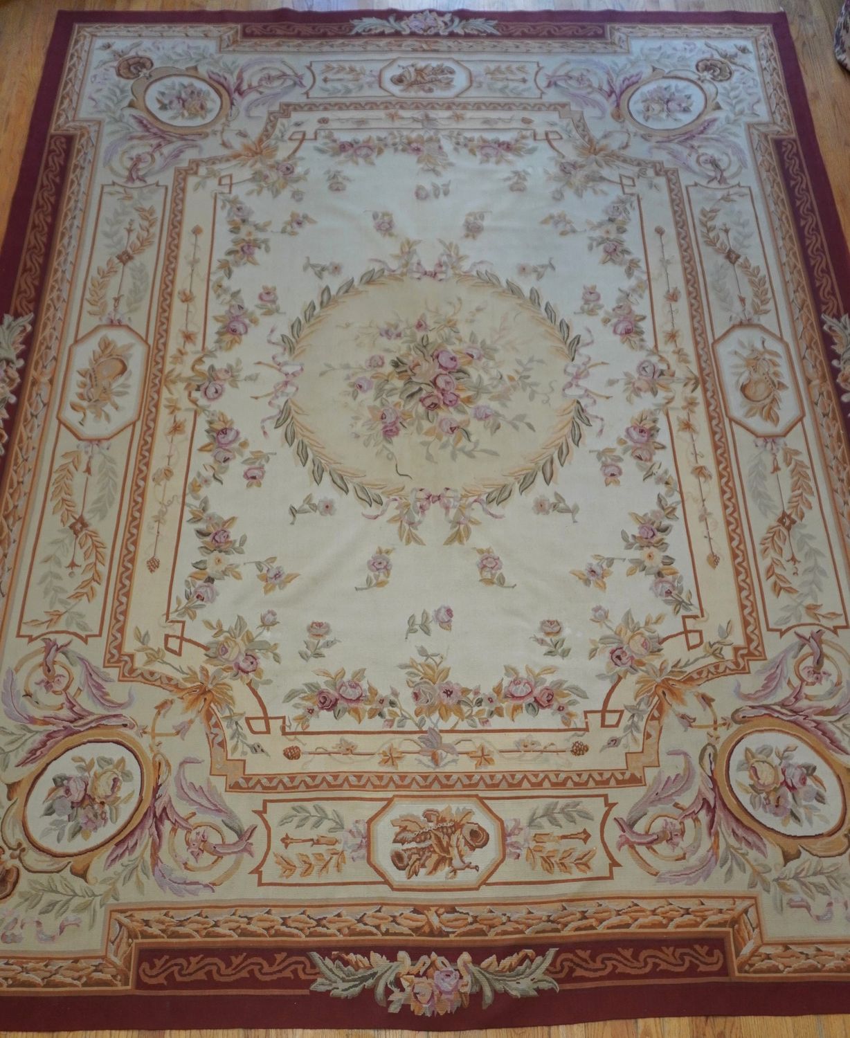 Aubusson French Design Tapestry Hand Woven Wool Chinese Rug 9' x 12'5 Aubusson French Design Tapestry Hand Woven Wool Chinese Rug 9' x 12'5"
