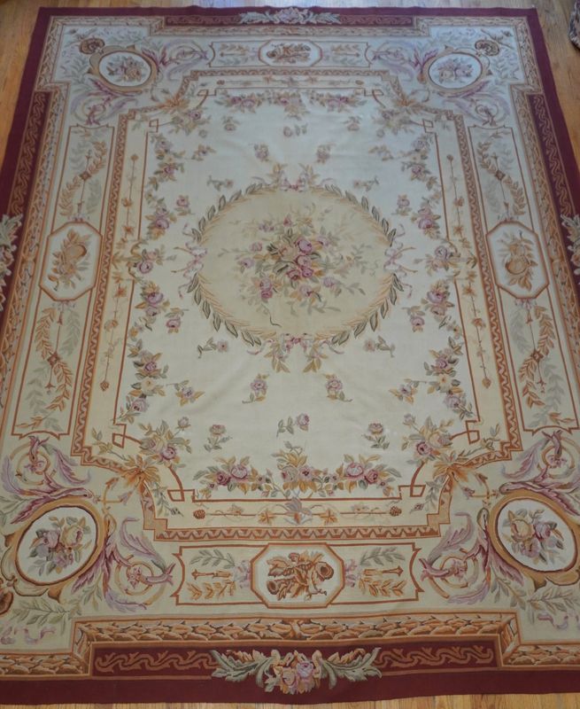 Aubusson French Design Tapestry Hand Woven Wool Chinese Rug 9' x 12'5"