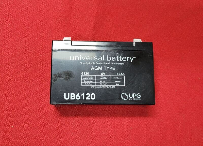 BATTERY 6 Volt Rechargeable Gel Type 12AH UB6120