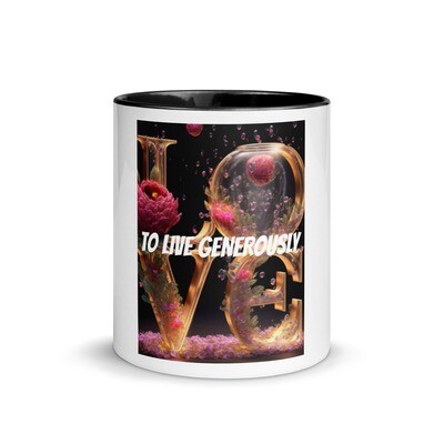 LOVE to live generously mug