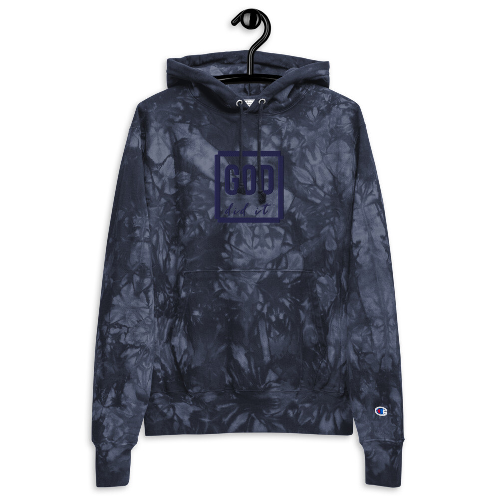 GOD did it embroidered Champion tie-dye hoodie