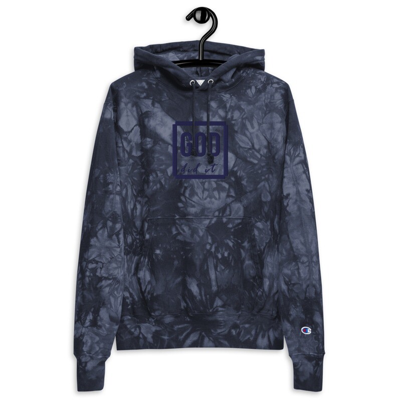 GOD did it embroidered Champion tie-dye hoodie