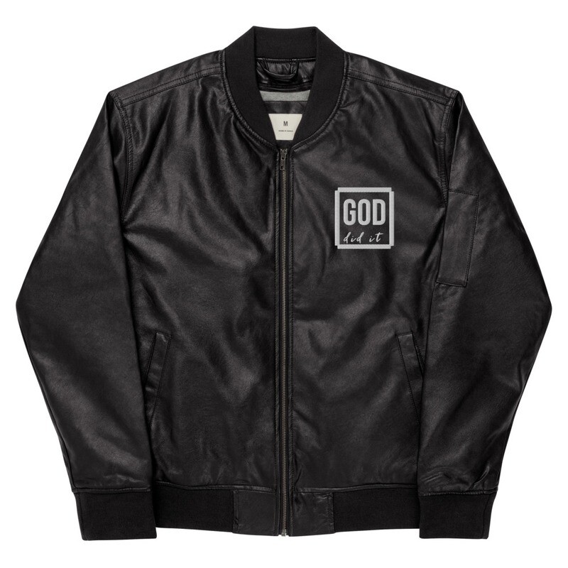 GOD did it vegan leather unisex Bomber Jacket
