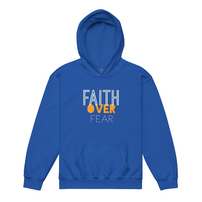 faith over fear youth hoodie