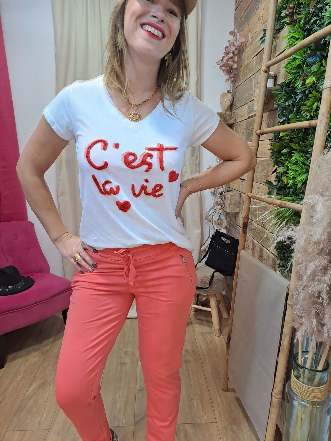 Le tee shirt c&#39;est la vie taille unique