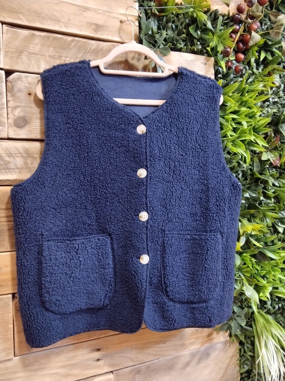 Gilet sans manches mouton bleu marine