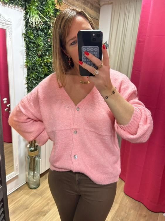 Le gilet pull baby pink