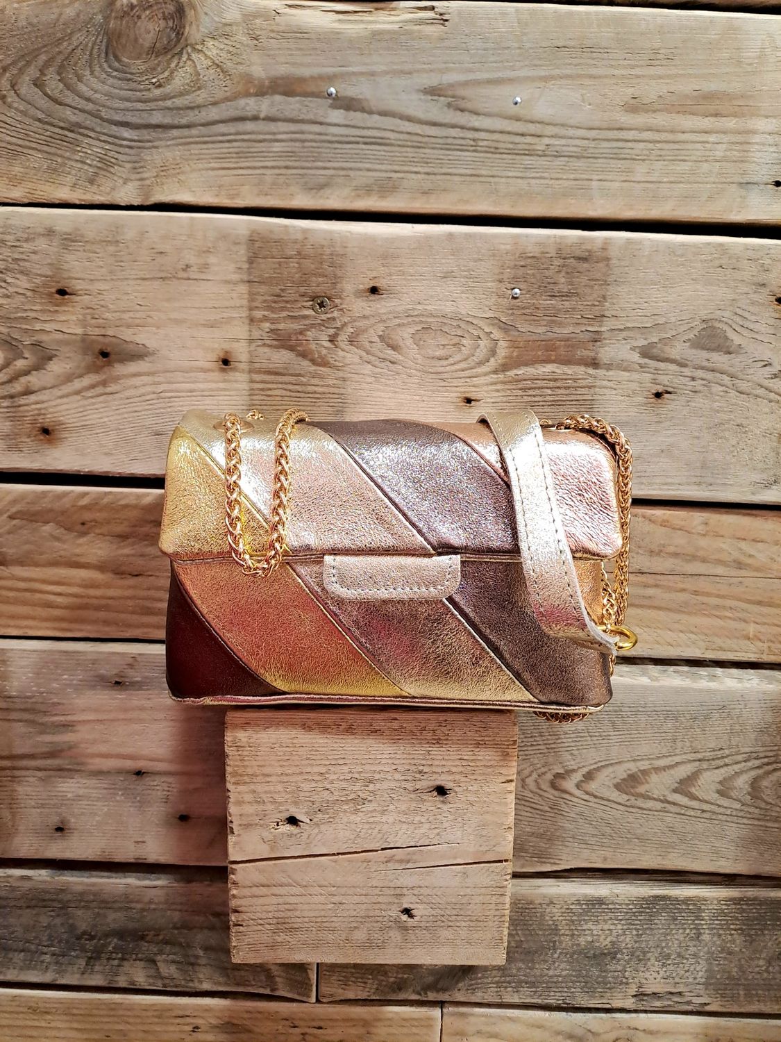 Le sac cuir multi or